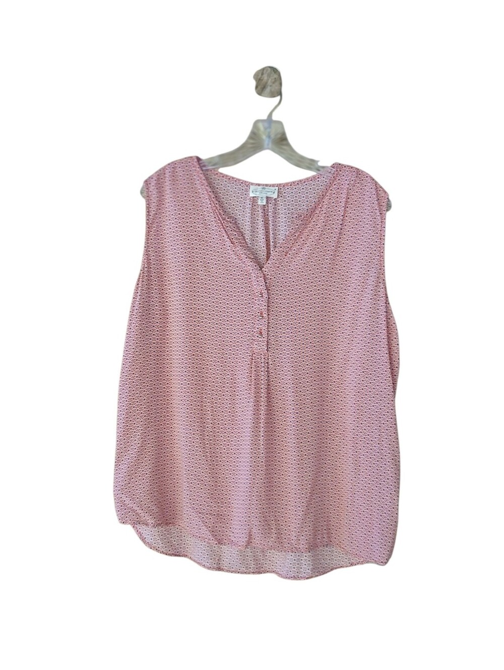 Grand & Greene Red & Navy Print Sleeveless Rayon Shirt Size XL